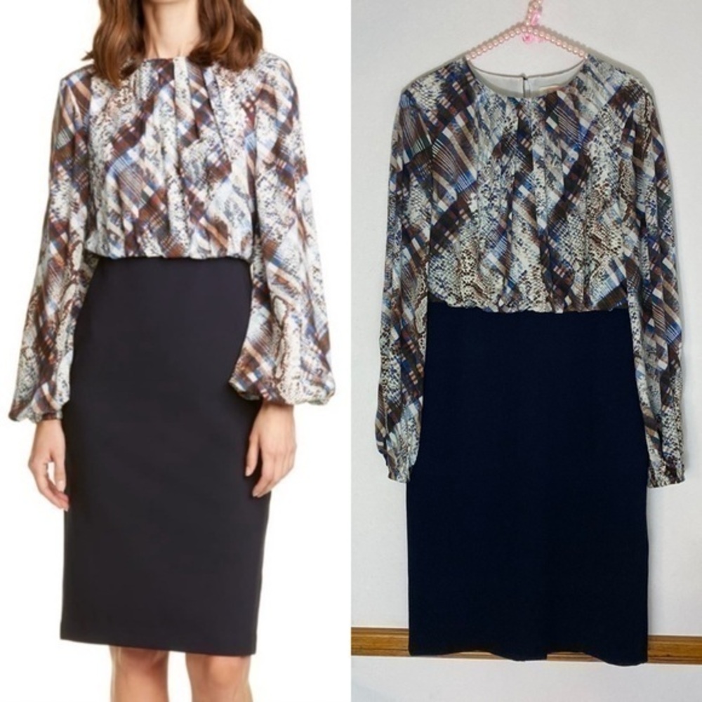 Ted Baker London Caalla Quartz silky two toned dress size 3